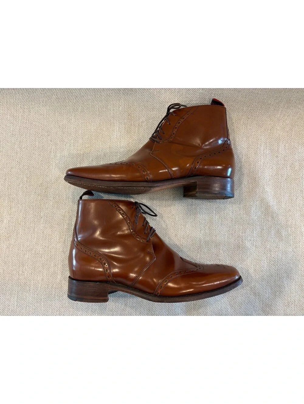 Jeffery-West Men's Tan Leather Wingtip Brogue Boots  England Size UK 8 / US 9